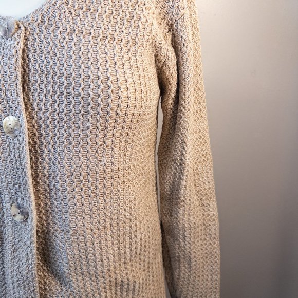 Peruvian Connection Small Cardigan Beige Knit Button Front Long Sleeve Sweater - Picture 9 of 10